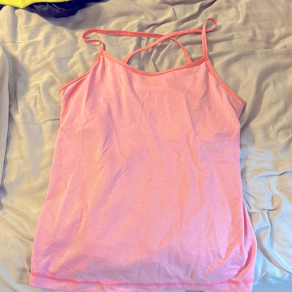 Salmon cross bank with built in bra z by zella top barely used